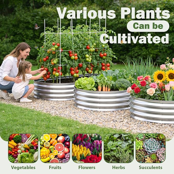Galvanized Raised Garden Bed Outdoor, 8x2x1ft Metal Heavy Duty Planter Boxes for Gardening, Easy Assemble Small Oval Plant Container Kit for Vegetables, Flowers, Fruits, Silver, 1 Pack