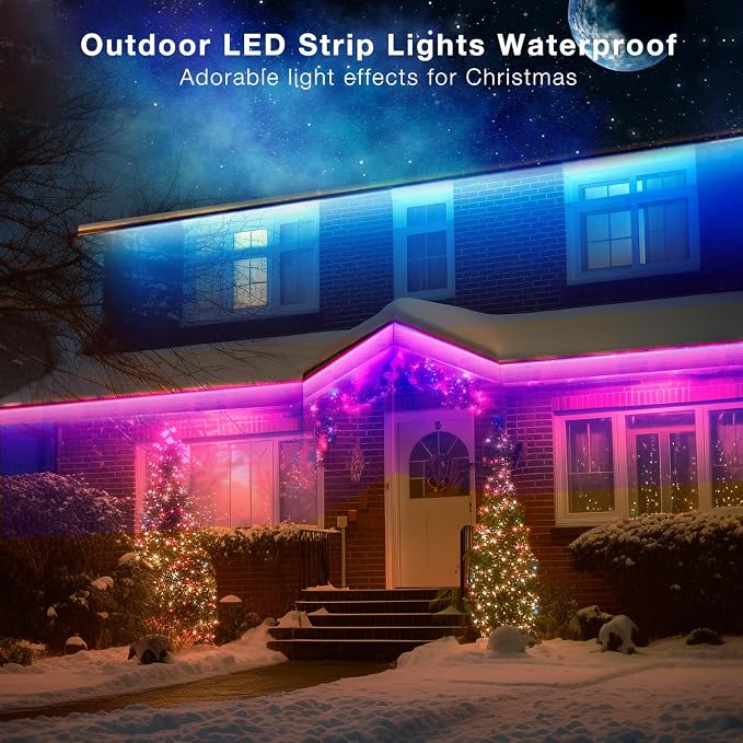 DAYBETTER Outdoor Led Strip Lights Waterproof, Smart LED Lights Work with Alexa and Google Assistant, WiFi App Control DIY Multiple Color Changing Lights Music Sync, LED Lights for Bedroom 32.8 ft