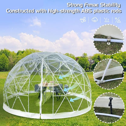 Garden Dome Tent House Outdoor 12 FT, Weatherproof Greenhouse Transparent Garden Dome House for Backyard, Party