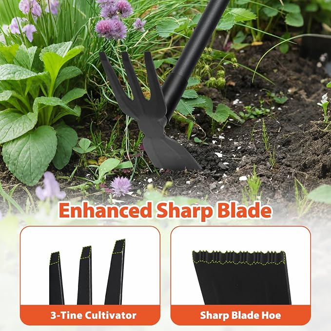 Pragmatist Weed Puller Tool with Long Handle, 2-in-1 Hand Weed Rake and Garden Hoe, 45.5" Manual Weeder Weeding Pull Tool for Lawn, Yard, Patio and Garden