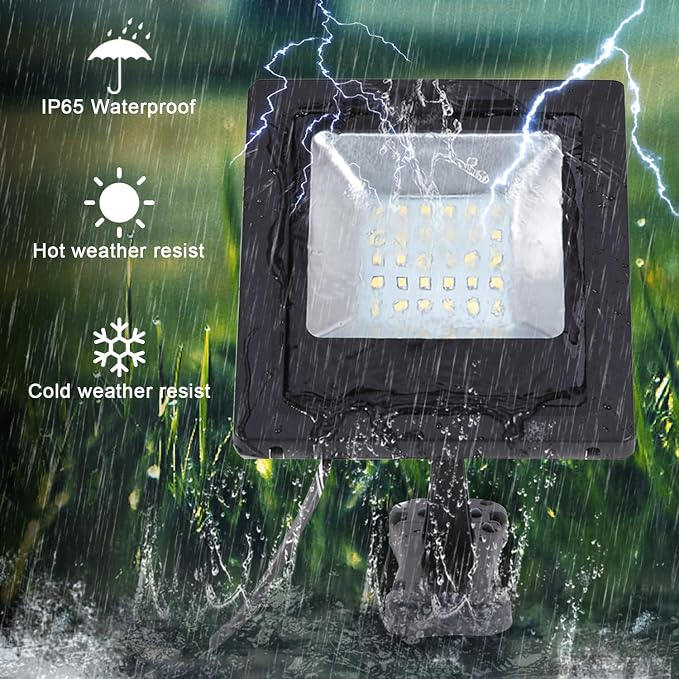 Solar Lights Dusk to Dawn 4400mAh Solar Powered Spotlight Outdoor Waterproof 6000K Wall Mounted Lighting with 16FT Cord for Patio, Flag Pole, Fence, White