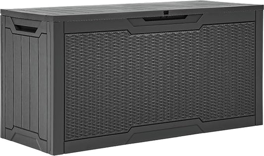 YITAHOME 80 Gallon Outdoor Storage Box | Large Water Resistant Resin Deck Box, Indoor Outdoor Lockable Rattan Storage Container for Patio, Garden, Cushions, Tools