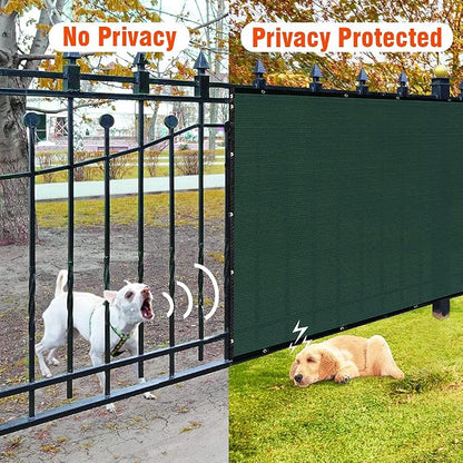 iCover 8x50ft Privacy Screen Fence, Outdoor Fencing Panels, Garden Windscreen Mesh Shade Sail Net Barrier, Include Reinforced Bindings and Brass Grommets Cable Zip Ties, Green
