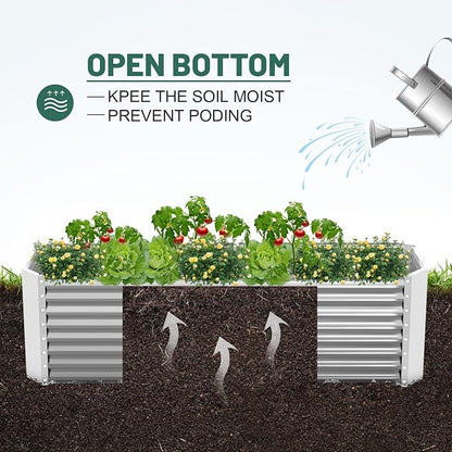 Land Guard 8×4×2 ft Galvanized Raised Garden Bed Kit, Galvanized Planter Raised Garden Boxes Outdoor, Large Metal Raised Garden Beds for Vegetables.
