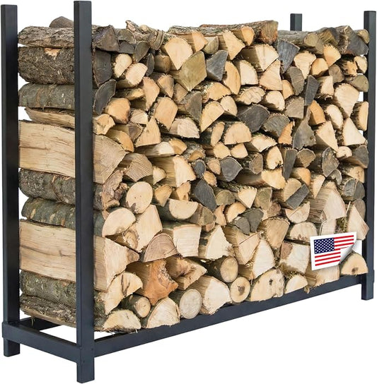 Woodhaven 5-Foot Firewood Rack – Made in USA – ¼ Plus Cord Raised Lumber Storage Rack – Keeps Wood Dry & Ready – Heavy-Duty Steel, Lifetime Structural Warranty (Without Cover)