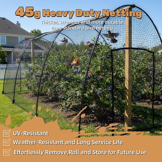 Heavy Duty Bird Netting for Chicken Coop, 19.5 x 19.5 ft 0.8”Mesh HDPE Chicken Netting for Hawks with Reinforced Edges, Durable & Reusable Poultry Netting for Garden Raised Beds & Fruit Trees