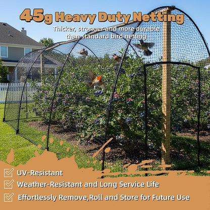 Heavy Duty Bird Netting for Chicken Coop, 19.5 x 19.5 ft 0.8”Mesh HDPE Chicken Netting for Hawks with Reinforced Edges, Durable & Reusable Poultry Netting for Garden Raised Beds & Fruit Trees