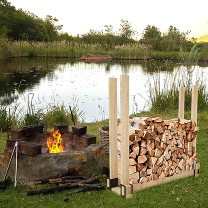 4-Piece Firewood Log Storage Rack Bracket, Adjustable Heavy Duty Powder Coated Steel Holder for DIY Fireplace Wood Storage, Log Holder for Indoor Outdoor Fireplace