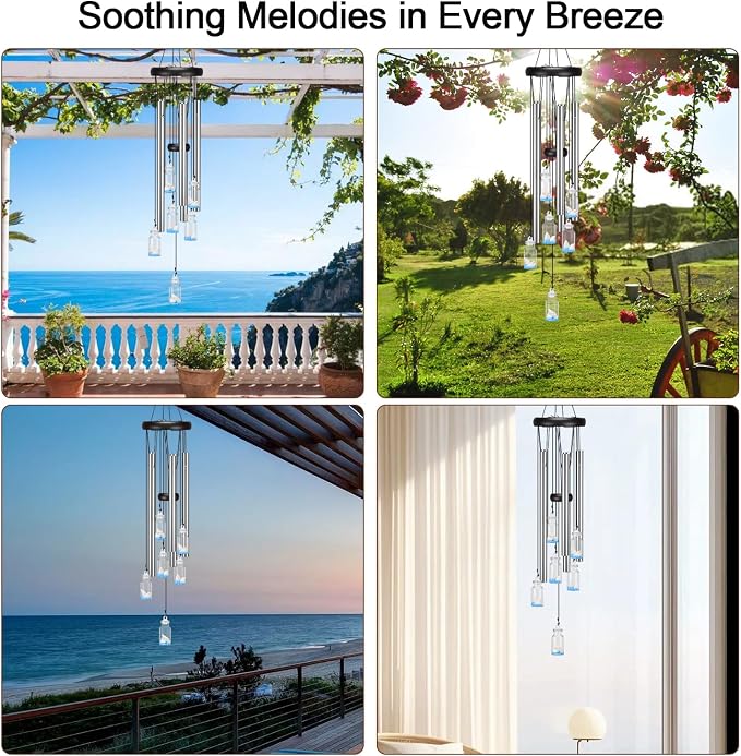 Virekm Friendship Wind Chimes, Small Outdoor Windchime for Patio Decoration, Garden Decor. Zen Garden Decor Christmas Mothers Day Mom Wind Chimes Gifts (Wishing Bottle)