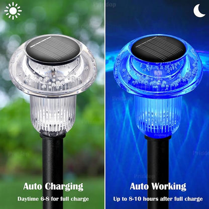 Priddop Solar Lights Outdoor Waterproof 16 Pack Color Changing LED Mushroom | Garden Pathway Yard Patio Walkway Landscape Path Lights, Acrylic ABS, Ground Patterns, Replaceable Battery, Christmas Decor