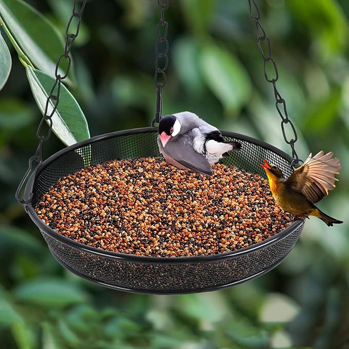 Bird Feeder, Hanging Bird Feeders for Outdoors Metal Mesh Birdfeeder Tray | 3 Pack Original Bird Feeder Tray, Bird Feeder for Outside Hanging Metal Mesh Platform