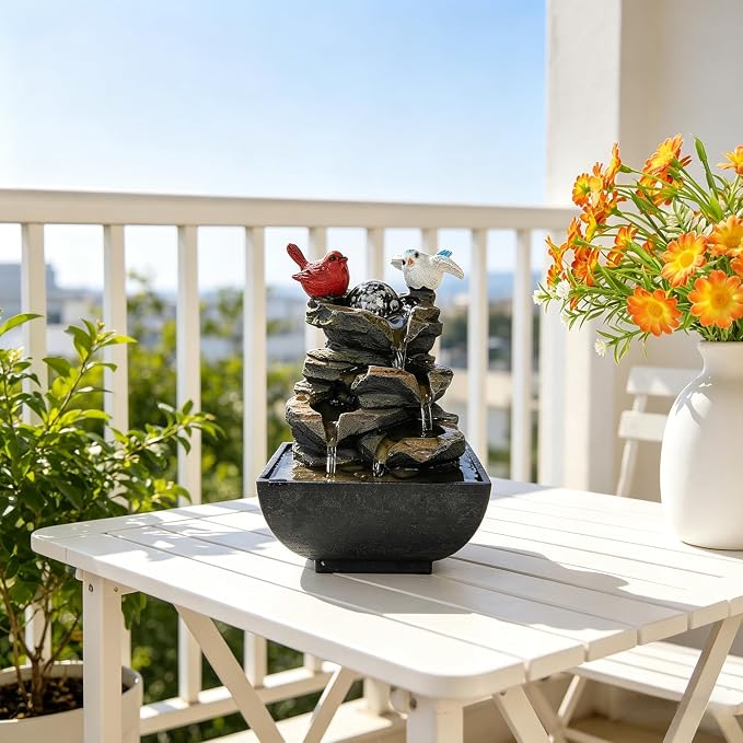 Indoor Water Fountain, Small | Desk Waterfall, Zen Tabletop Design, Home Office Decor, Mini Size