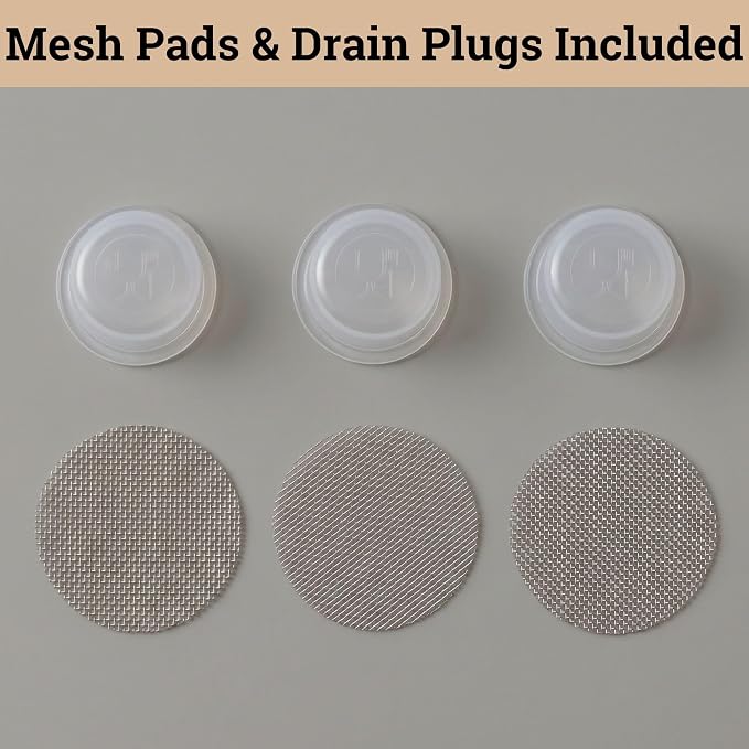 Ceramic Pots for Plants Set of 3, 6, 5, 4 Inch Diameter with Drainage Holes | Thick Durable Ceramic Pots, Plant Pots with Drainage Holes, Mesh Pads, Drain Plugs & Anti-Scratch Pads, Decorative Flower Pot
