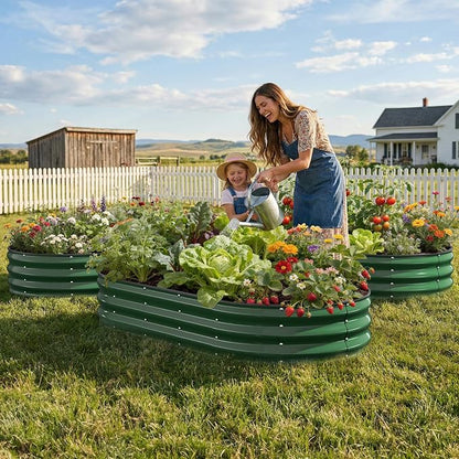 Pattiumo Galvanized Raised Garden Bed 6x3x1 FT, Oval Metal Raised Garden Bed Outdoor Planter Box with Open Bottom, Rust-Resistant Steel Garden Bed for Vegetables Herbs Flowers, Easy Assembly