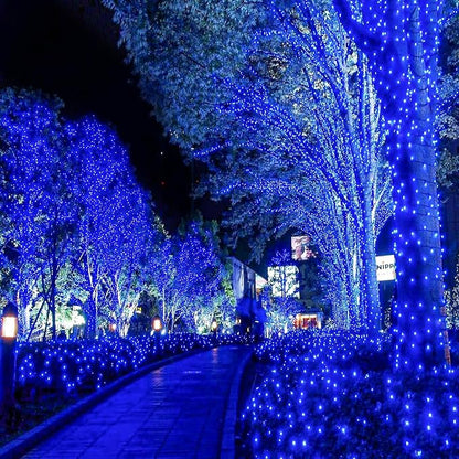 2 Pack Christmas Lights Outdoor, Total 200FT 600 LED Christmas Tree Lights Indoor Waterproof, 8 Modes Plug In Connectable String Lights for Outside Patio Garden Party Holiday Decorations, Blue