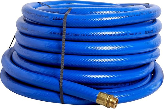 Underhill UltraMax Commercial Garden Water Hose 100 ft, Lightweight, Flexible, Anti-Kink, All Weather, 1200 psi, H10-100B, 1 Inch x 100 ft, Blue