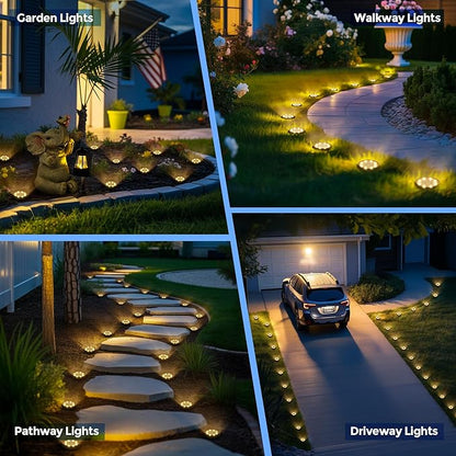 SOLPEX Mini Solar Ground Lights, 20 Pack Pathway Solar Lights Outdoor Waterproof, Garden Lights for Driveway Walkway Yard Landscape (Warm White)