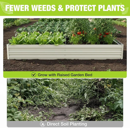 WORKPRO 2PK 7.5x4x1ft Outdoor Galvanized Raised Garden Bed, Rust-Resistant Planter Raised Beds for Vegetable, Flowers, Herbs, White