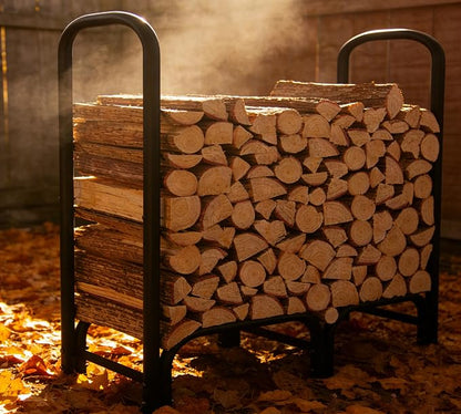 4ft Firewood Rack Heavy Duty Indoor Outdoor Firewood Storage Log Rack with Cover，Black Round Tube