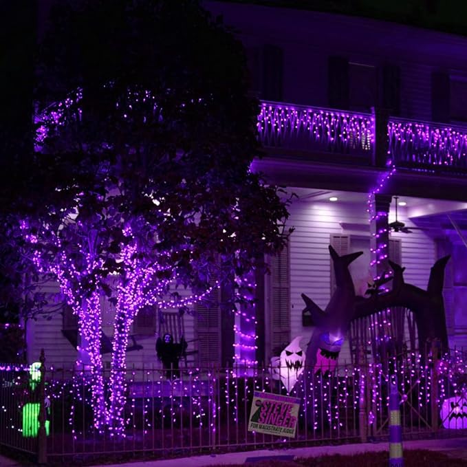 Dazzle Bright Halloween Fairy String Lights, 20 FT 60 LED Copper Wire Battery Operated Waterproof Lights, Halloween Decorations for Indoor Home Room Outdoor Garden Patio Party Decor (Purple)