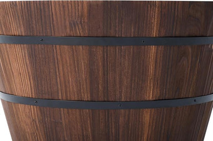 26-inch Wooden Barrel Planter, Perfect for Outdoor Plants, Whiskey-Style Garden Pot, Large Flower Container, Made of Sturdy Solid Wood, Suitable for Herbs, Succulents, and shrubs