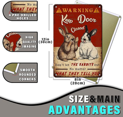 PEACHGARDEN Rabbit Vintage Metal Sign No Matter What the Rabbits Say Funny Wall Decor for Home Farmhouse Outdoor Yard Bar 8x12inch
