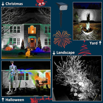 T-SUNUS Solar Spot Lights Outdoor 20 LED Landscape Lights 6000K Cool White, 2-in-1 Waterproof IP65 for Yard Garden Flag Tree Pathway Driveway Patio Halloween Christmas, Dusk to Dawn, 4 Pack
