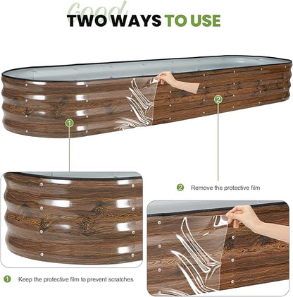G GOOD GAIN Raised Garden Beds - 8x2x1ft Galvanized Planter Boxes Kit with Protective Tape & Gloves & Tools | Oval Metal Outdoor Raised Bed for Gardening Vegetables, Fruits, Flowers, Herbs, Grain