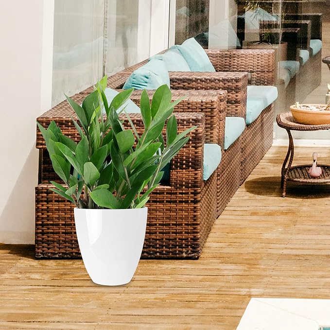 RUBBER BOND Plastic Plant Pots 2 Pack - Modern Indoor/Outdoor Planters for Home Decor - Weather-Resistant Large Flower Pots - Lightweight 12 Inches Tall Planters