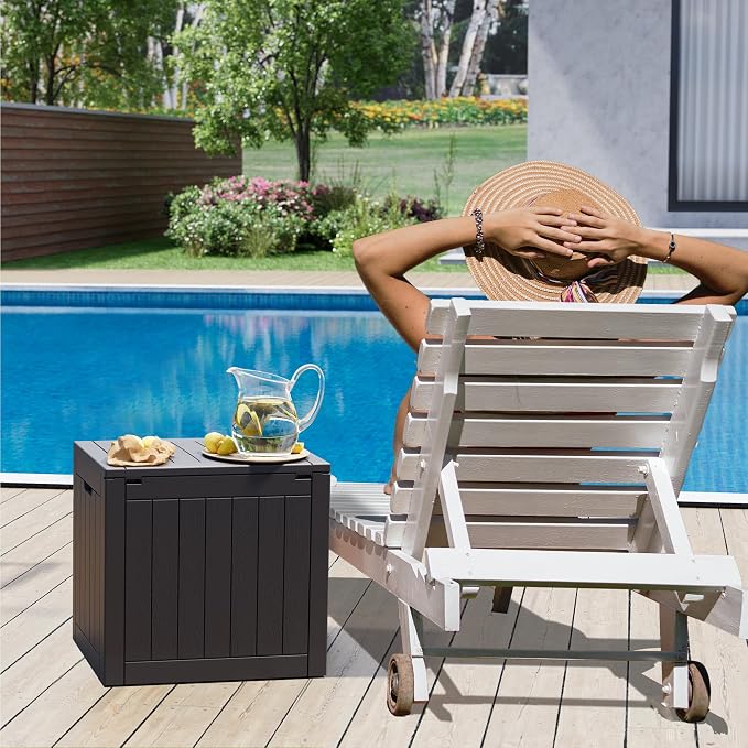 Outdoor Storage Box, 32 Gallon Resin Deck Boxes Outdoor Waterproof For Patio Furniture, Garden Tools, Pool Supplies, Lockable And UV Resistant (a Set of 2,Striped Black)