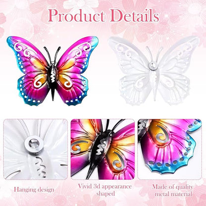 Gisafai 10 Pack Metal Flower Wall Decor Outdoor, 3D Daisy and Butterfly Metal Garden Wall Art, Colorful Fence Decorations for Patio Backyard Balcony Porch, Summer Housewarming Gift(Classic)