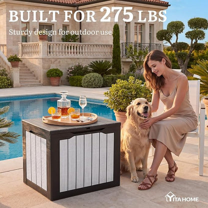 YITAHOME 30 Gallon Deck Box | 2-Pack Waterproof Resin Outdoor Storage Box with Lock, Doubles as Bench Seating for Patio Furniture Cushions,Garden Tools &
