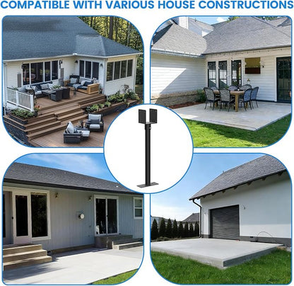 2 Pc 3.6" Heavy Duty Saddle Roof Riser Brackets for Patio Pergolas, 18" High Roof Riser, Adjustable Patio Roof Riser, Black Powder-Coated Fit 4x4, 4x6 Lumber for Patio Gazebos/Balconies