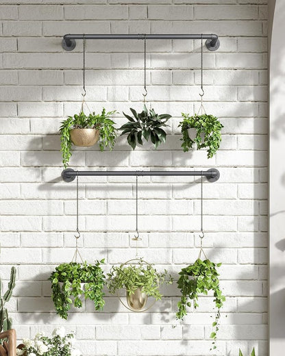 SOFITORG 38.2" Metal Plant Hanging Rod, 6 Chains, 2 Pack, Pots Not Included | Wall Plant Hanging Bar, Durable Hanging planter holder for Window Ceiling, Easy Assembly, All Hardware Included, Black