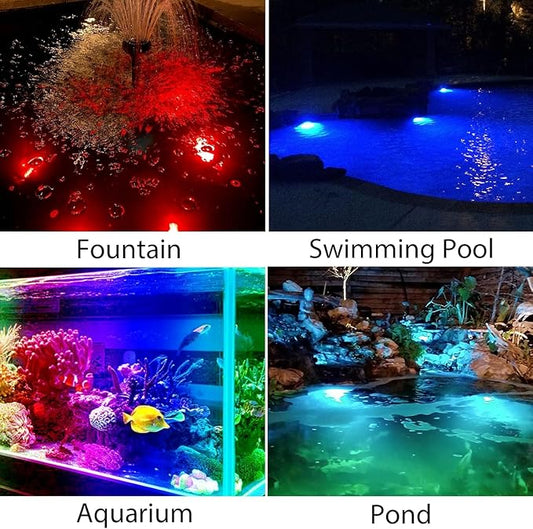 Solar Pond Lights, 18 LED Super Bright RGB LED Underwater Spotlights Color Changing Submersible Pond Light IP68 Waterproof Fountain Lights for Fish Aquarium Tank Garden Yard Pool (5-in-1)