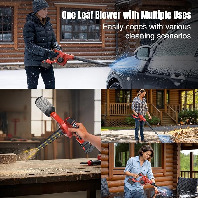 DeForce Electric Leaf Blower Cordless for Milwaukee Battery, 4 in 1 Blower/Vacuum/Inflator/Deflator, 3 Speed Modes, 190 MPH, 3 Nozzles, 2 Tubes, Battery Powered Blowers for Lawn Care(No Battery)