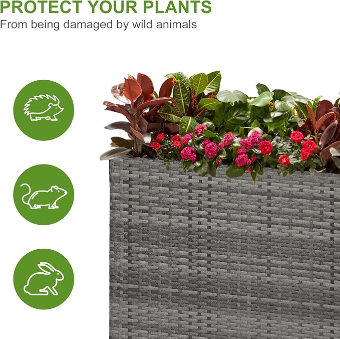 LEWIS&WAYNE Tall Planters for Outdoor Wicker Large Rectangular Block Box | All-Weather, Handmade PE Rattan, Removable Liner, Indoor Outdoor, Patio Porch Garden, Modern Design