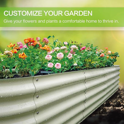 Gardmax Galvanized Raised Garden Bed, Lightweight Planter Boxes Outdoor with Easy Assembly, Large Garden Bed for Vegetables, Fruits, Flower Milk White 8x2x1.5 FT