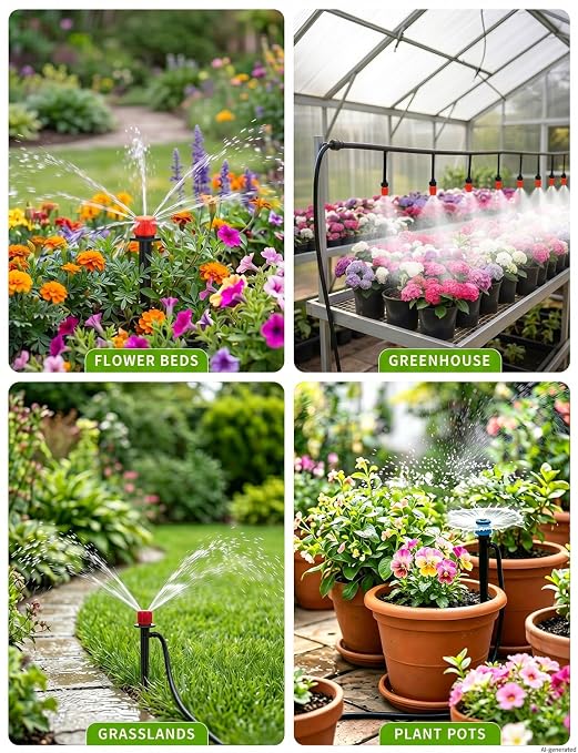 240FT Drip Irrigation System kit, Upgrade Automatic Garden Watering Kit with 1/2 inch Main Tubing ＆1/4 inch Distribution Hose, Quick-Connect Drip Irrigation Kit for Raised Bed, Greenhouse, Lawn, Patio