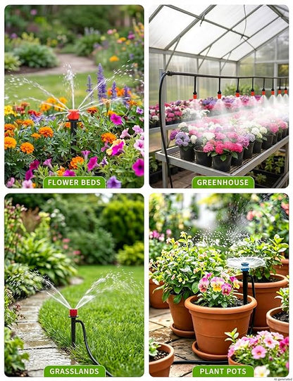240FT Drip Irrigation System kit, Upgrade Automatic Garden Watering Kit with 1/2 inch Main Tubing ＆1/4 inch Distribution Hose, Quick-Connect Drip Irrigation Kit for Raised Bed, Greenhouse, Lawn, Patio
