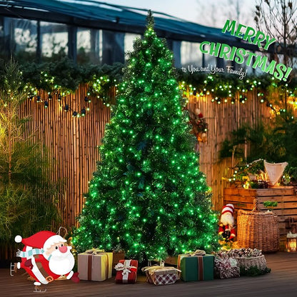 JMEXSUSS 2 Pack Solar Halloween Lights, Total 200LED Green String Lights | Outdoor Waterproof, 66FT 8 Modes Solar Christmas Lights for Outside Patio Christmas Tree Garden Yard Xmas Decorations