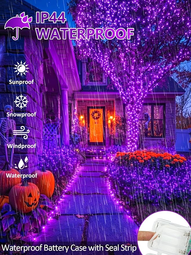 2 Pack Color Changing Fairy Lights Battery Operated, 40FT 120LED Christmas Lights with Remote & Timer, Waterproof Battery & USB RGB String Light for Indoor Outdoor Halloween Christmas Decorations