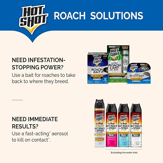 Hot Shot Ultra Clear Roach & Ant Gel Bait, 2.5 Ounces, Water-Based Gel Bait Dries Clear To Kill Roaches And Ants Indoors, Works In Minutes To Kill Queen And Entire Ant Colony, Roaches And Eggs
