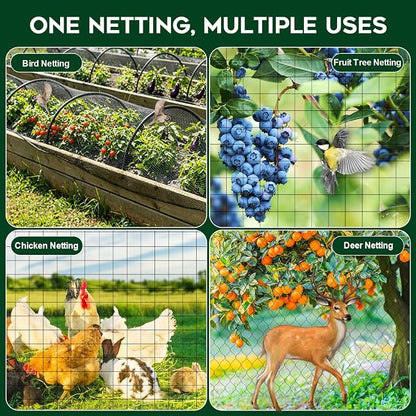 FEED GARDEN Garden Netting 7FT x 25FT for Raised Beds, Heavy Duty Bird Netting & Deer Fence with 3/4 Inch Mesh, UV Resistant Garden Cover for Strawberries, Vegetables, Flowers and Garden Plants