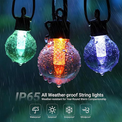 10FT Color Changing String Lights Outdoor- LED Patio Lights with 8 Shatterproof Waterproof RGB colored Bulbs, Colorful Hanging Lights for Party Outside Porch Bistro Backyard Garden Decorative - SOLROS