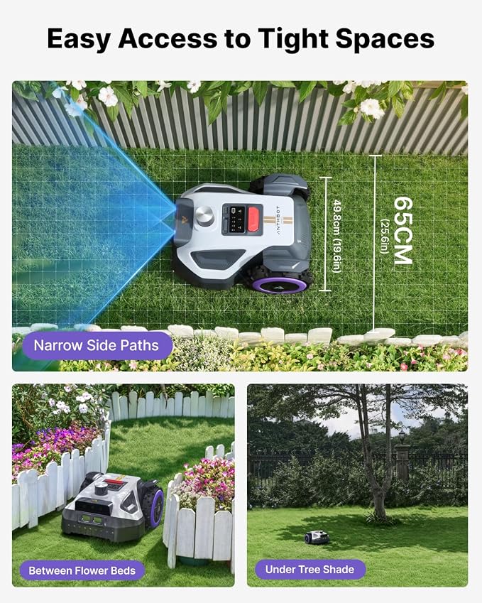 ANTHBOT M9PRO Robot Lawn Mower 1/4 Acre, LIDAR+Dual Vision+Full-Band RTK Robotic Lawnmower, No Perimeter Wire, App Control Obstacle Avoidance, 45% Slope, Cutting Height, Multi-Zone Mapping