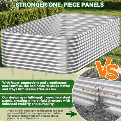 2 Pack Tall Corrugated Galvanized Steel Raised Garden Bed Outdoor, Metal Above Ground Garden Bed for Vegetables and Flowers, Raised Beds for Gardening-3x2x1.5FT