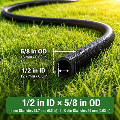 100 FT 1/2 Inch Drip Irrigation Tubing Kit:Premium Garden and Landscape Watering System-Drip Irrigation Hose with 2 Quick Connector 4-Way Connector,2 Quick Connector 6-Way Connector and Tube Cap