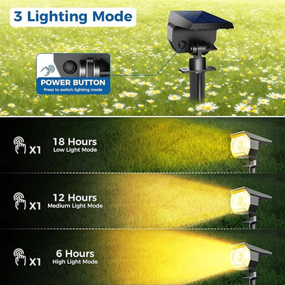 Peasur 10 Pack Solar Lights Outdoor, Spotlights Outdoor Waterproof 3 Modes, 2-in-1 Auto On/Off Solar Spot Landscape Lighting Outside for Tree Plants Yard Garden Pathway, Warm White