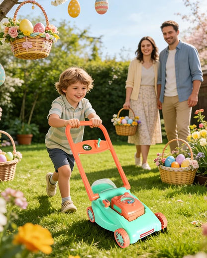 Kids Lawn Mower with Realistic Grass-Cutting Action and Sounds – No Batteries Required | Fun Outdoor Push Toy, Birthday Gift & Holiday Present for 3, 4, 5, 6, 7, 8 Year Old Boys and Girls (Green)